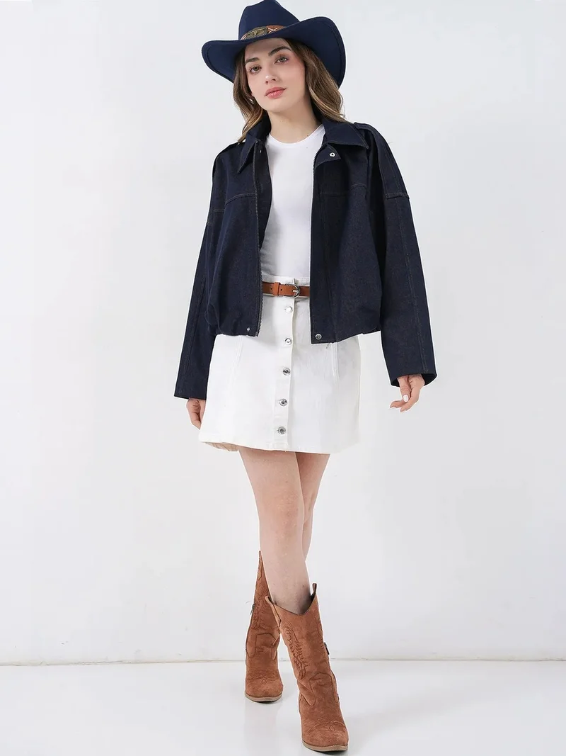 بيغ دارت BDART Oversized Crop Jacket with Zipper and Pocket